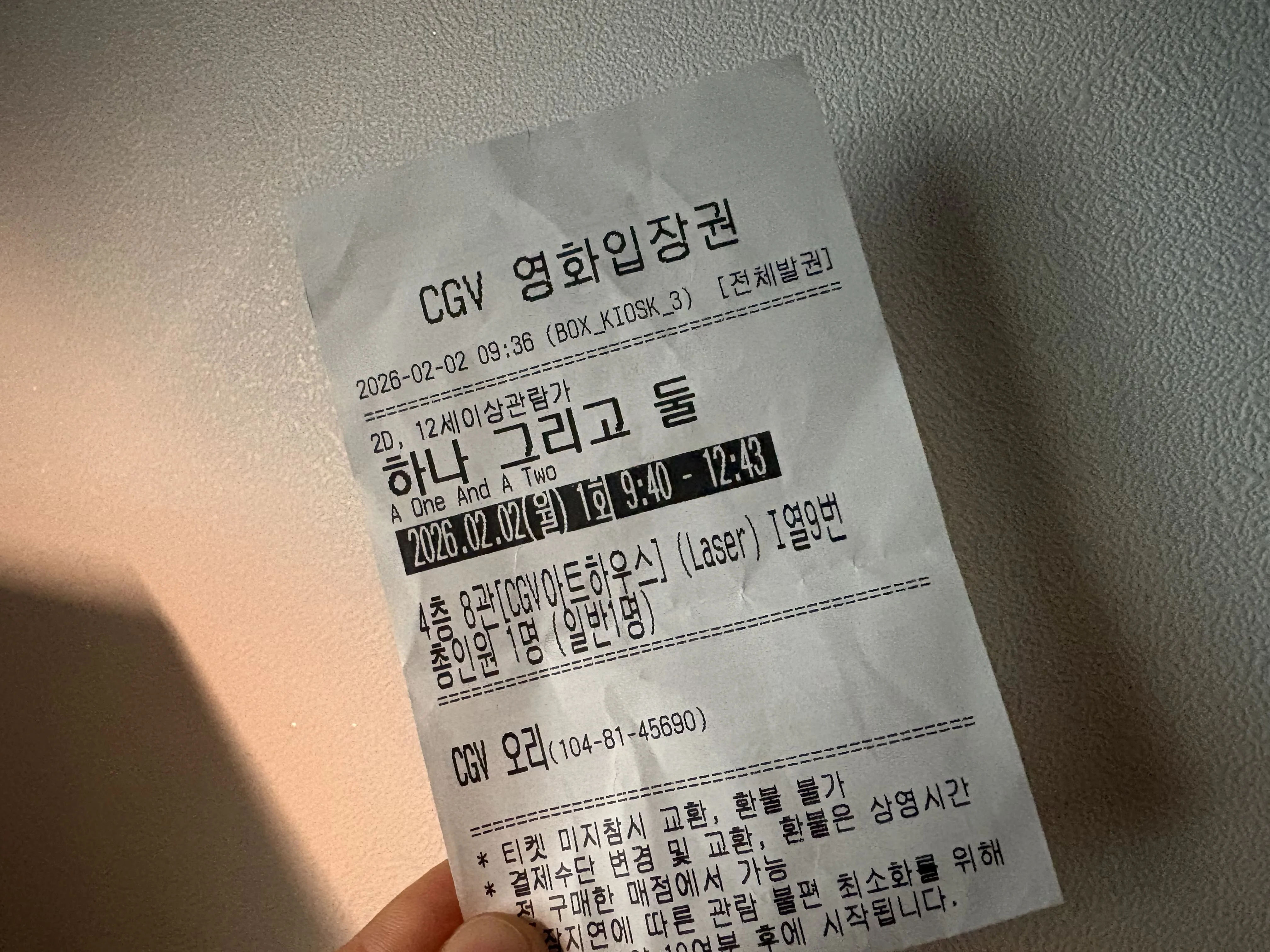 내리기 전 관람 성공